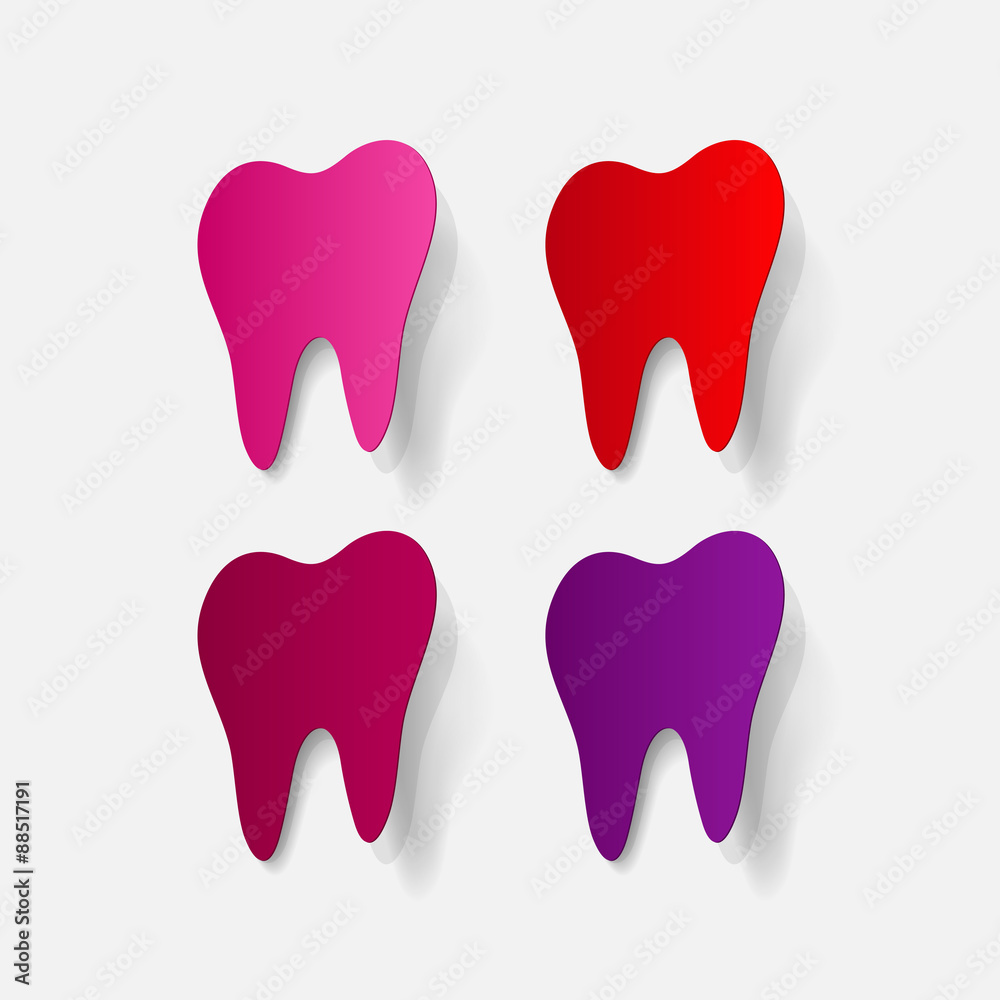 realistic paper sticker: tooth realistic paper sticker: tooth