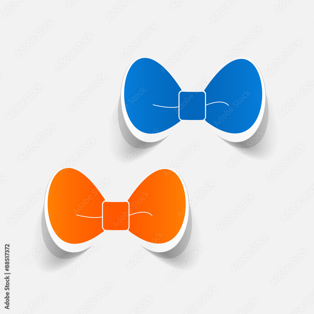 Realistic paper sticker: bow Realistic paper sticker: bow