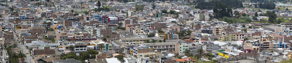 Urban panorama of the city of Otavalo in Ecuador