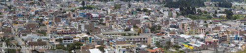 Urban panorama of the city of Otavalo in Ecuador