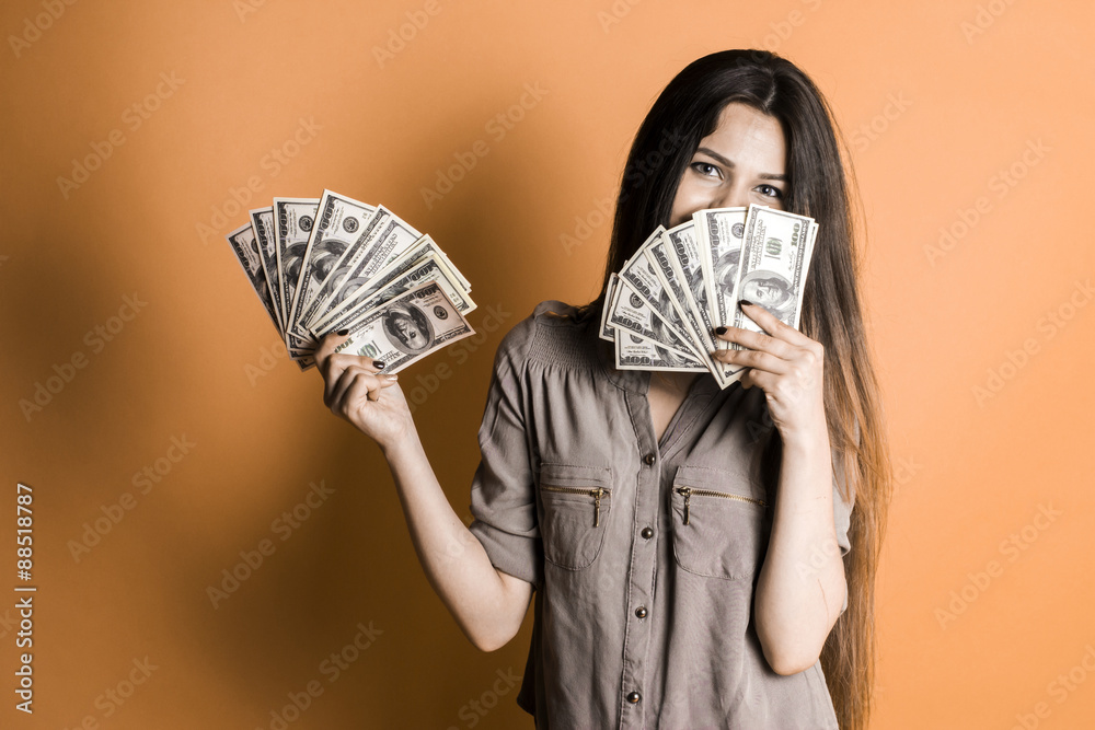 Beautiful girl with money in hand Beautiful girl with money in hand