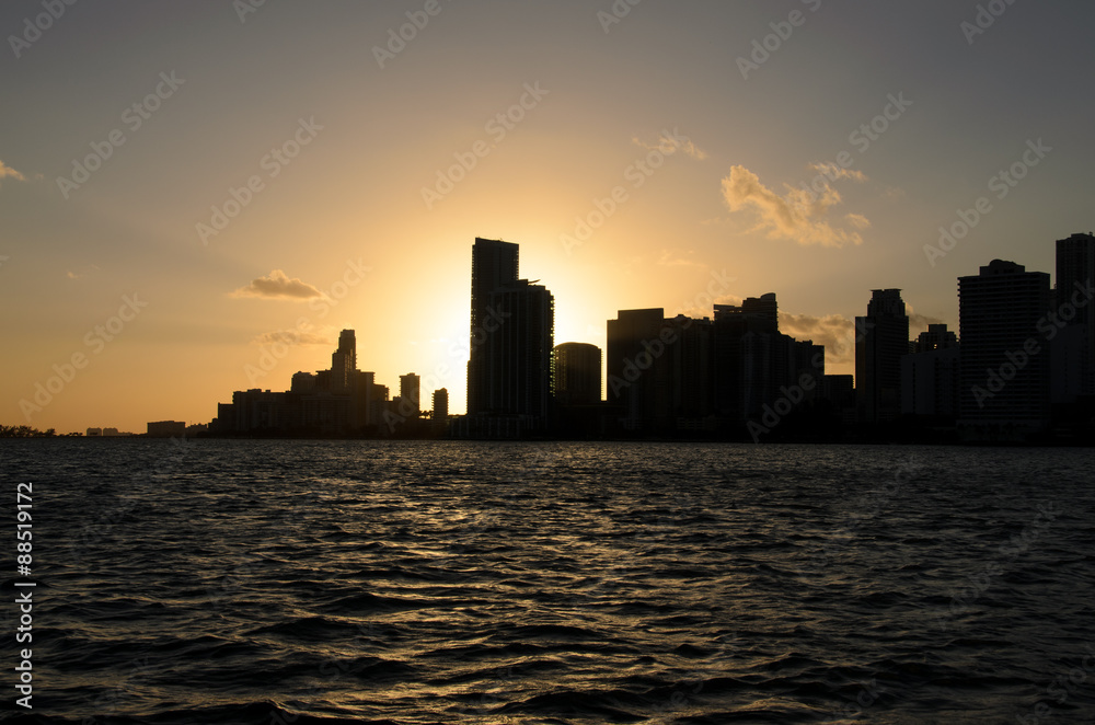 Sunset silhoette in Miami Beach