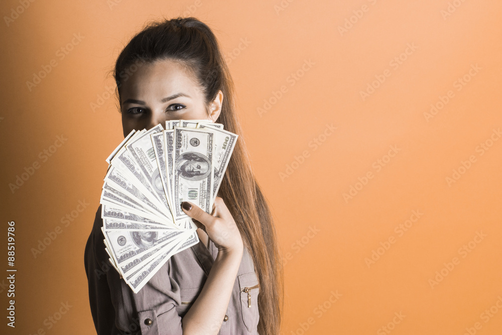 Beautiful girl with money in hand Beautiful girl with money in hand