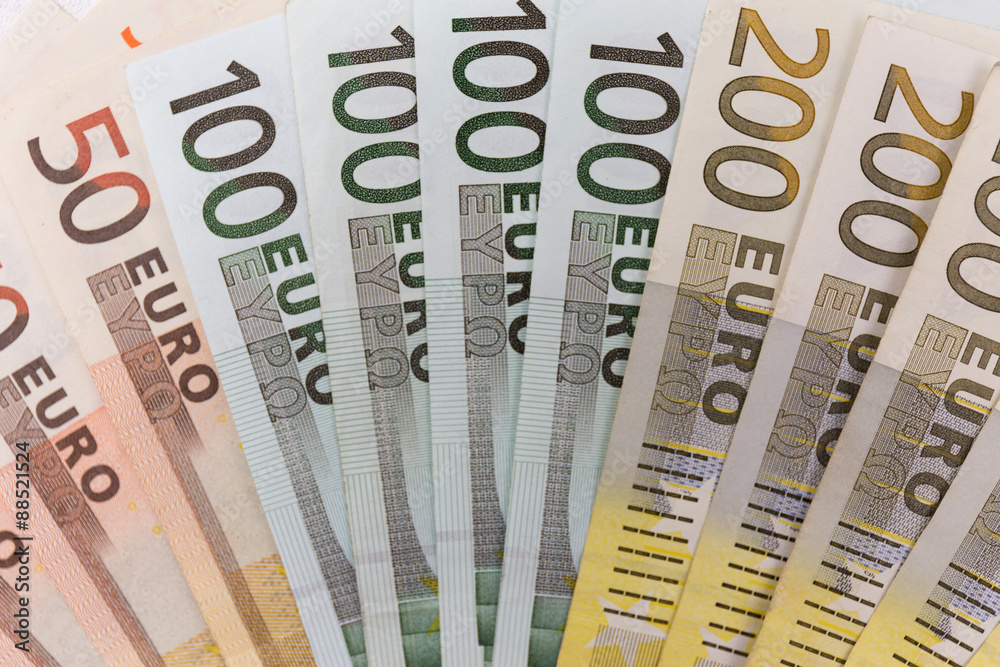 euro banknote on white background