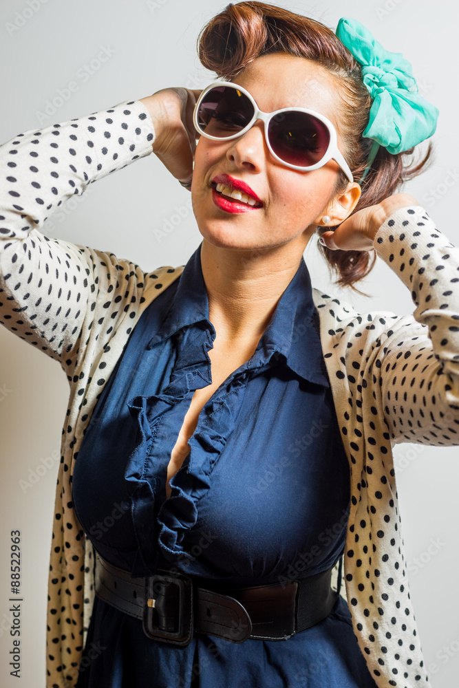 Glamorous Pretty Female in Rockabilly Style Stock Image - Image of