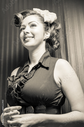 Female in retro style photo