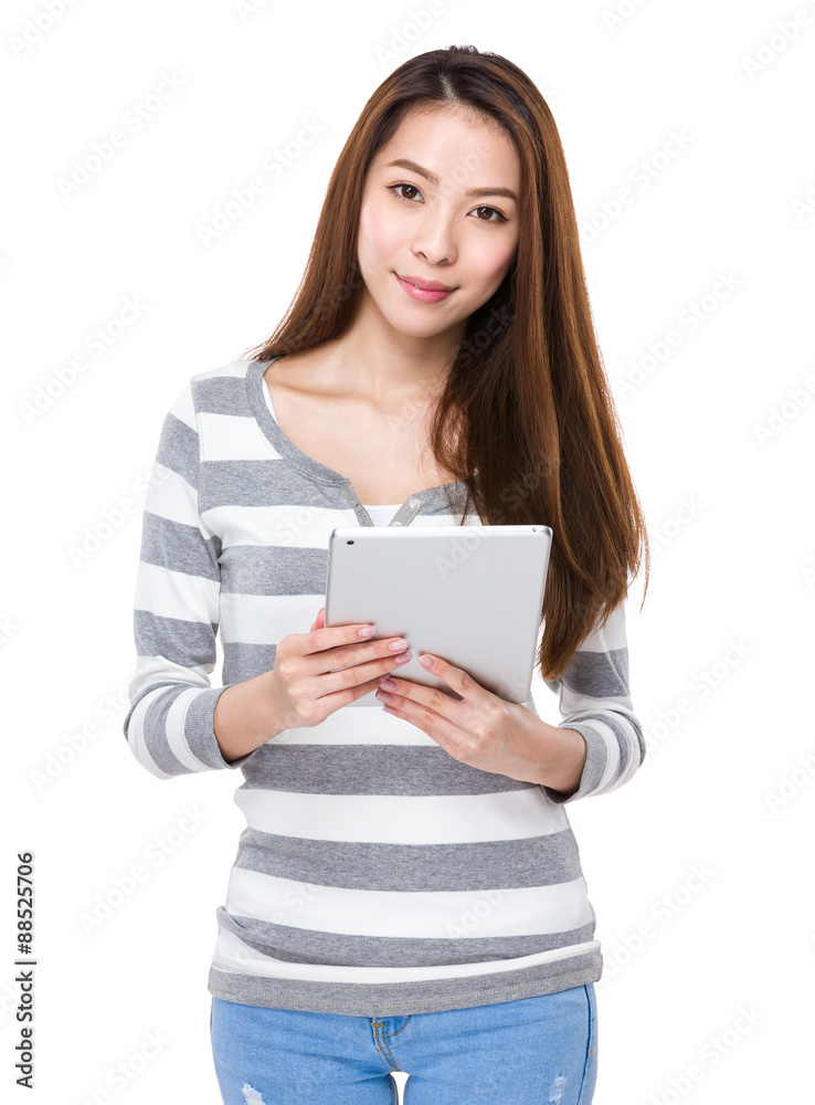 Woman use of the tablet pc Woman use of the tablet pc