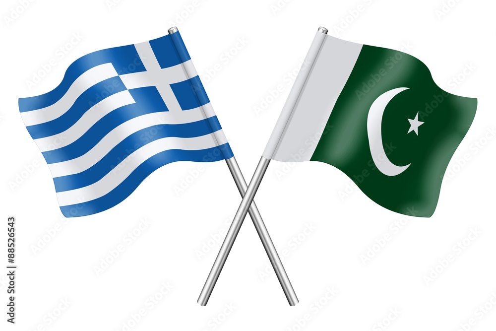Fototapeta premium Flags: Greece and Pakistan