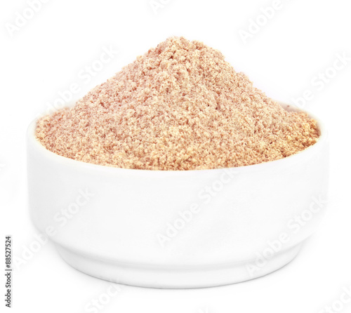 Fresh brown flour in a bowl