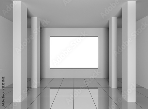 3d interior in room with blank white background © Alex