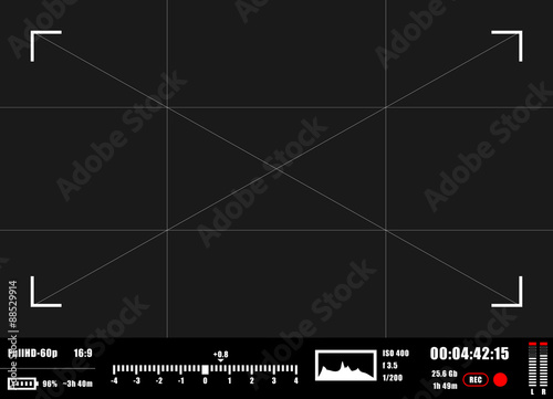Camera viewfinder rec background. Camera focusing screen.