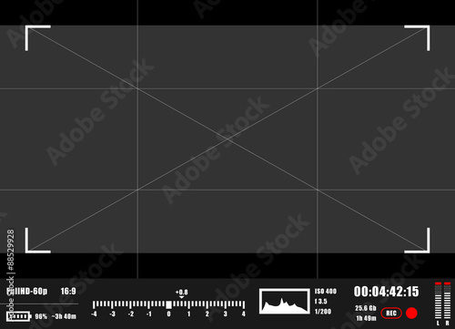 Camera viewfinder rec background. Camera focusing screen.