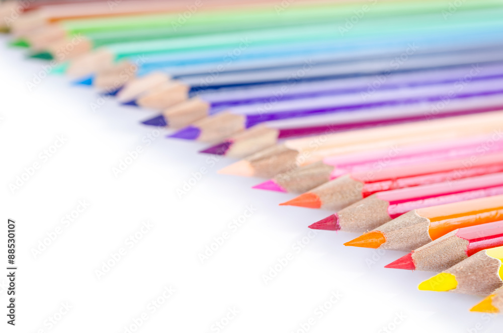 line of colored pencils