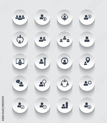 Personnel management, human resources, hrm round icons, vector illustration, eps10, easy to edit