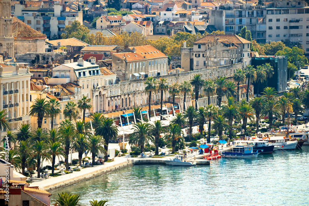 Vintage viev of Split city waterfront