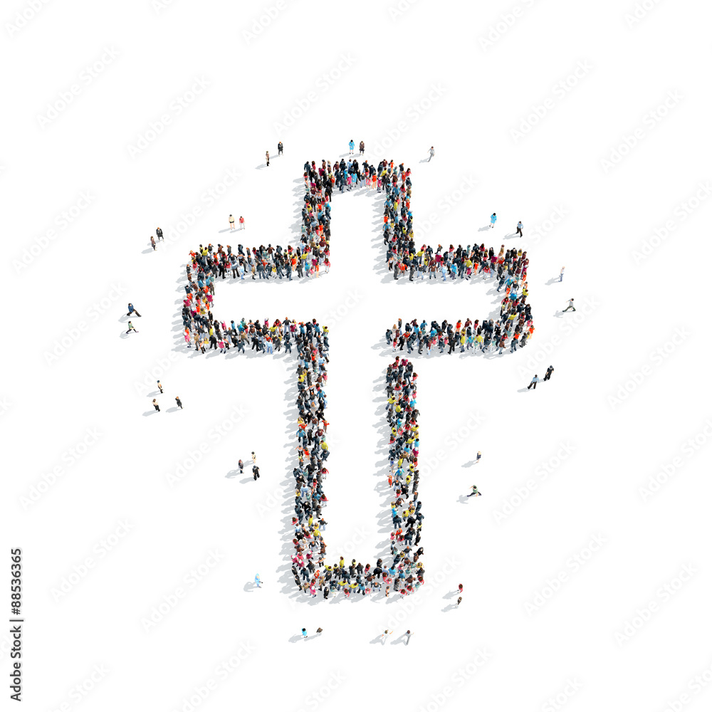 Obraz premium people in the shape of a Catholic cross, religion