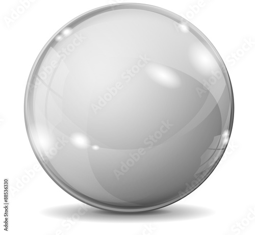 Glass sphere. Gray transparent glass ball