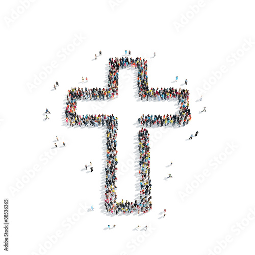 people in the shape of a Catholic cross, religion