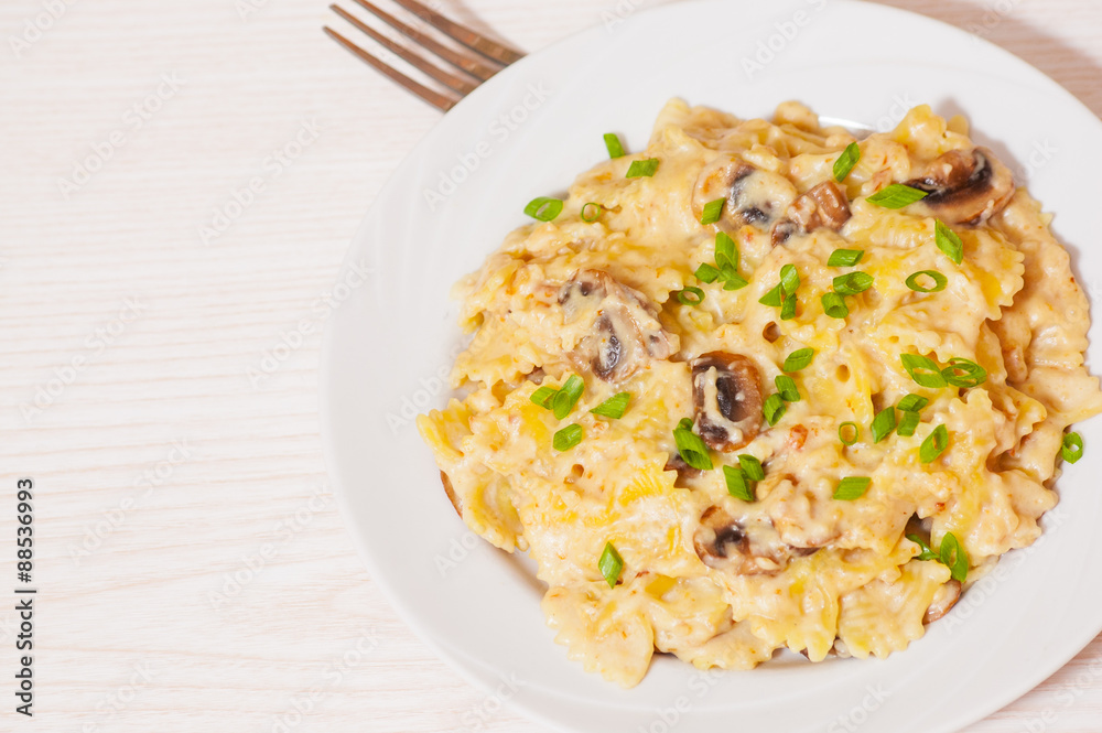 Farfalle Pasta with mushroom sauce Farfalle Pasta with mushroom sauce