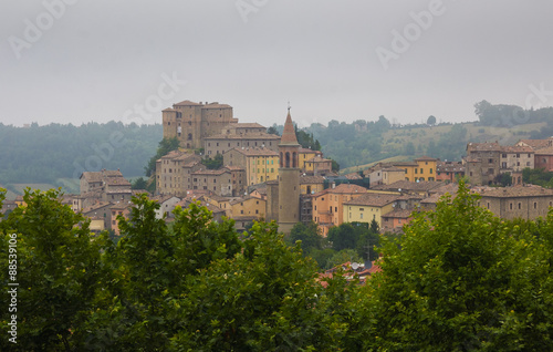 Antico borgo di Sant'Agata Feltria tra la nebbia photo