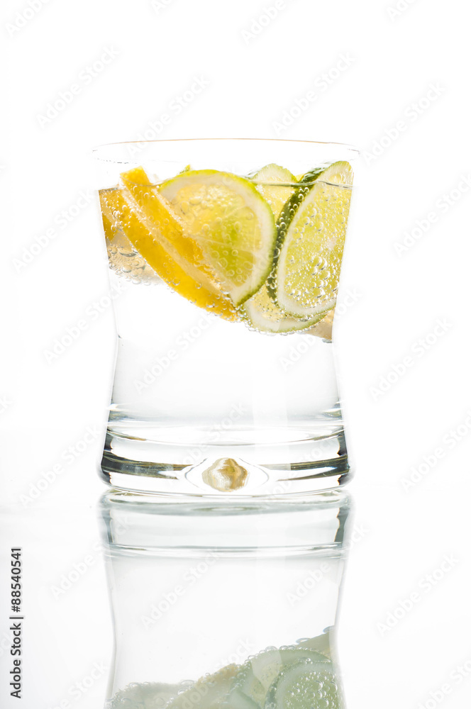 Glass of water with lemon slice Glass of water with lemon slice