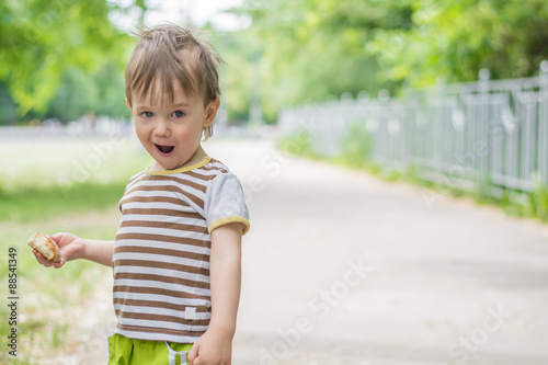 Little boy with a funny expression on his face