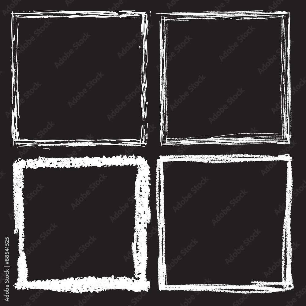Set of Grunge Black and White Frames . Distress Border Frame