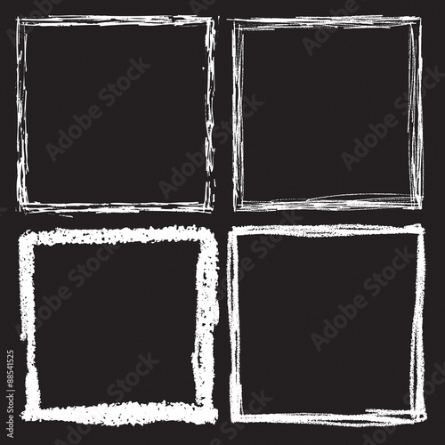 Set of Grunge Black and White Frames . Distress Border Frame