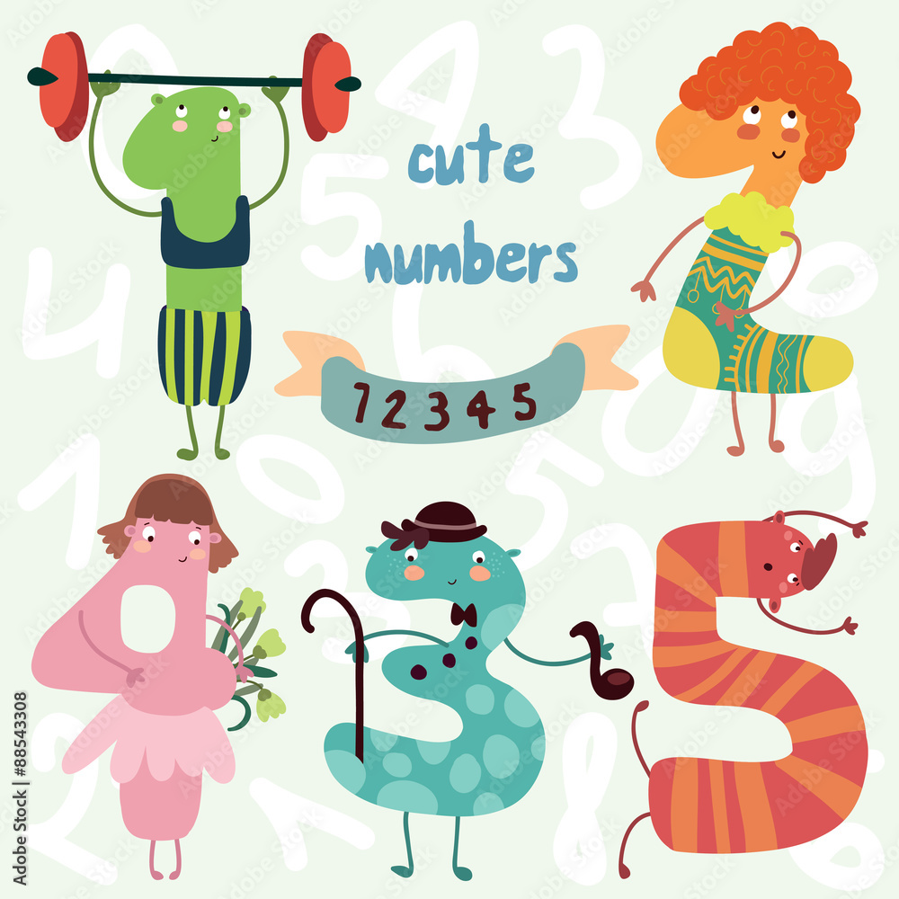 Vector set-cute numbers.All numbers are very cute characters 6,7 Vector set-cute numbers.All numbers are very cute characters 6,7