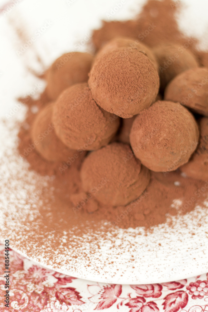 Chocolate and cocoa truffles. Hand made. Chocolate and cocoa truffles. Hand made.