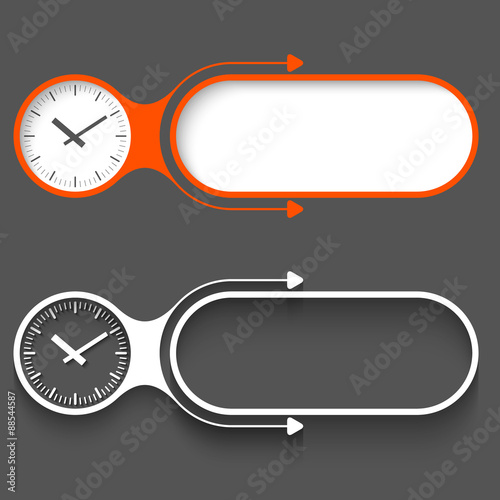 Two abstract frames with arrows and watches