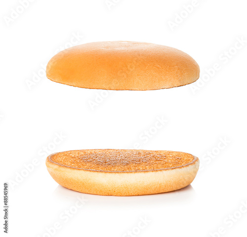 Hamburger, cheeseburger bun on a white background