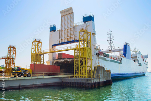 Cargo ship unloading