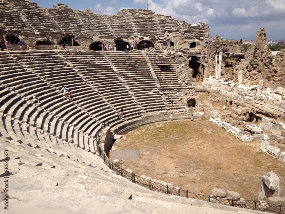 The antique amphitheater in Side, Antalya
