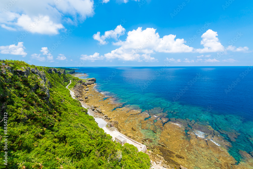 Blue sky and the spectacular coast, Okinawa, Japan Blue sky and the spectacular coast, Okinawa, Japan