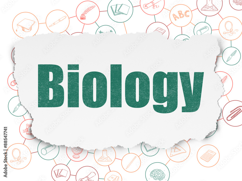 Education concept: Biology on Torn Paper background