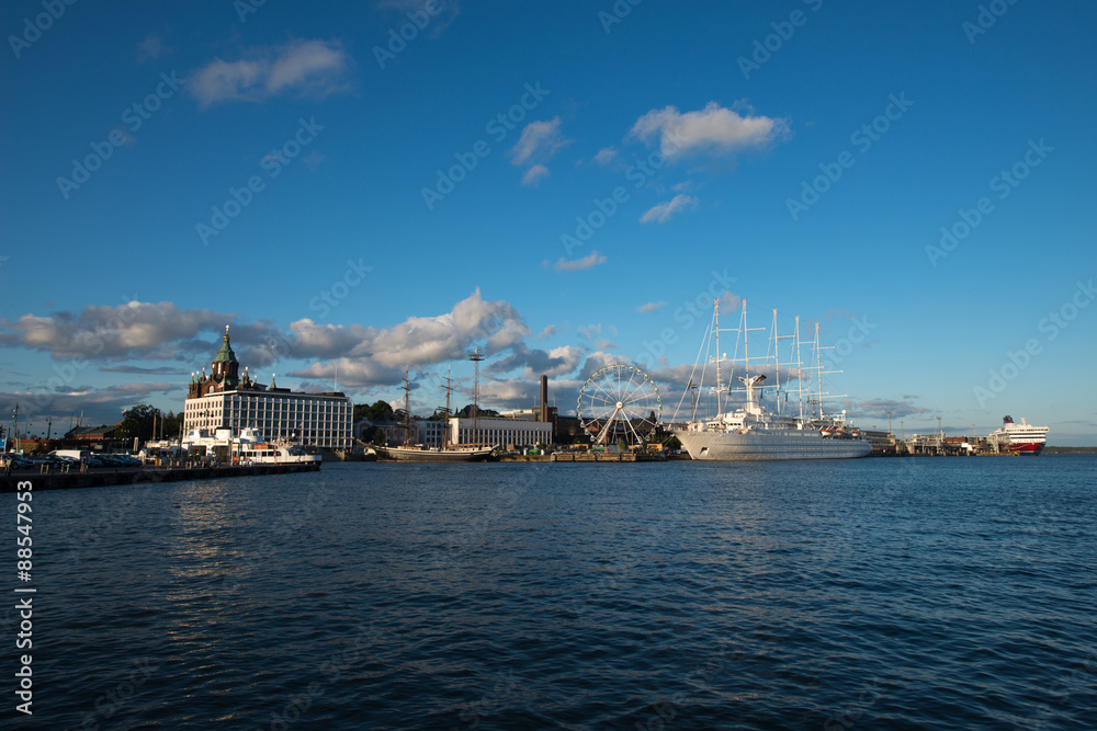 Scenic view from the harbor in Helsinki, Finland