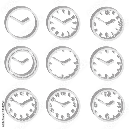 simple watch dials 3d style icons set eps10