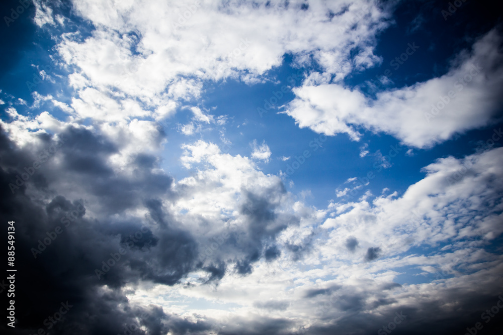 Obraz premium Blue cloudy sky texture.