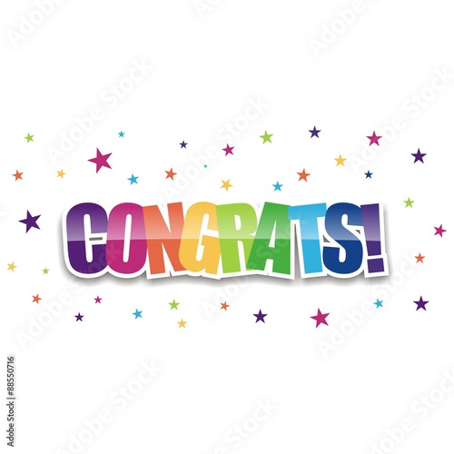 Congratulations Icon - Vector - Illustration - congratulations colorful with fireworks on white background