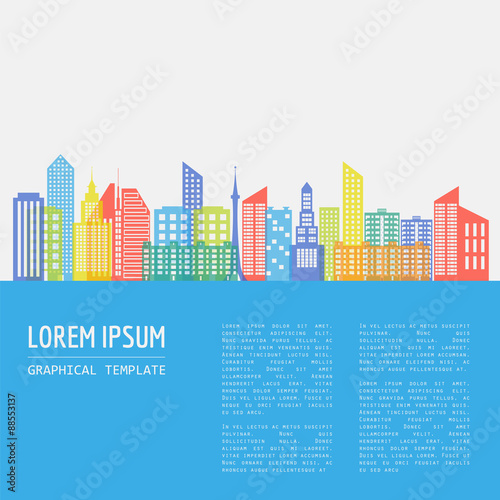 Cityscape graphic template. Modern city architecture. Vector ill