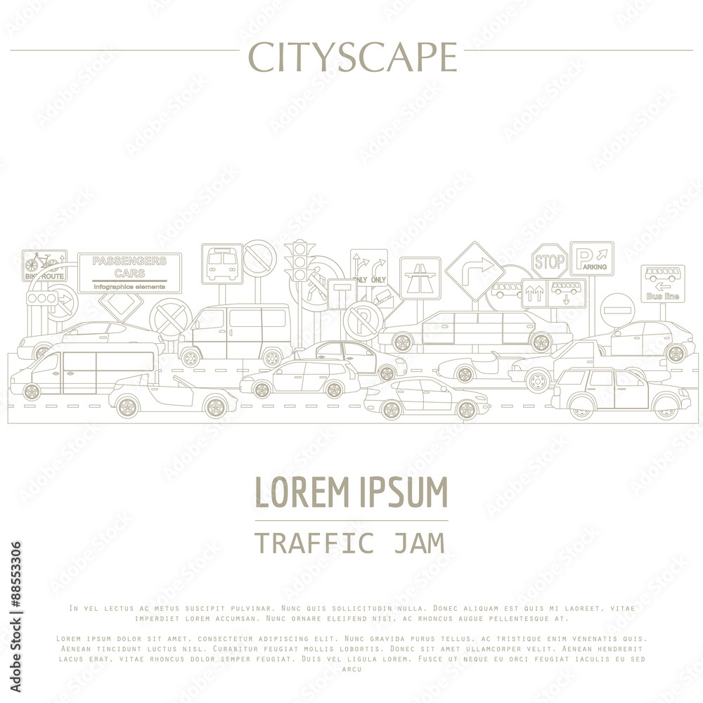 Cityscape graphic template. Modern city. Vector illustration. Tr Cityscape graphic template. Modern city. Vector illustration. Tr
