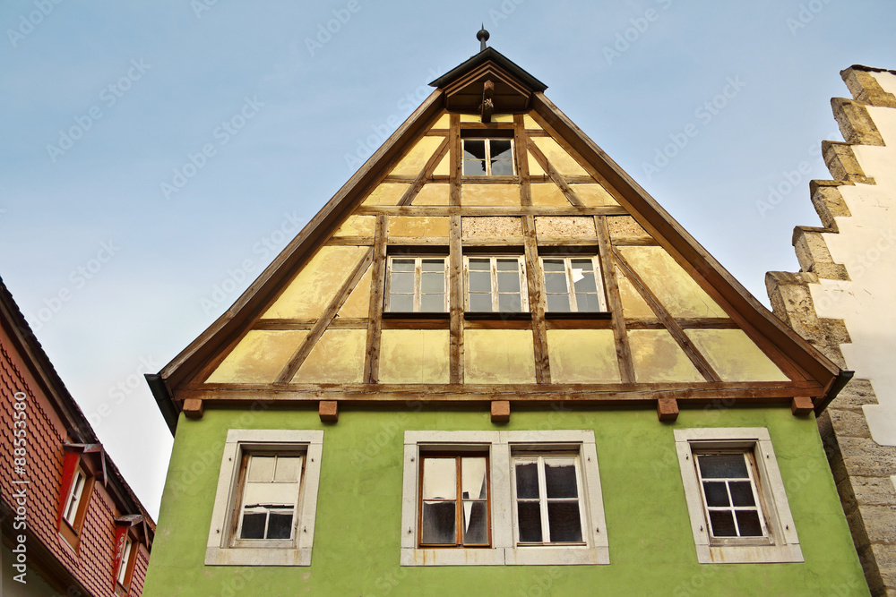 Facade of medieval house,  Rothenburg ob der Tauber, Germany