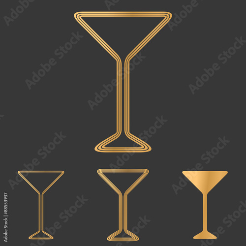 Bronze line drink logo design set