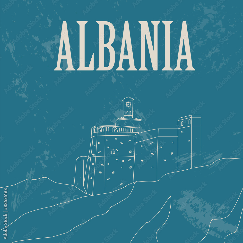 Albania landmarks. Retro styled image