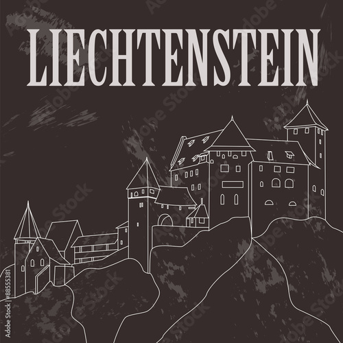 Liechtenstein landmarks. Retro styled image.