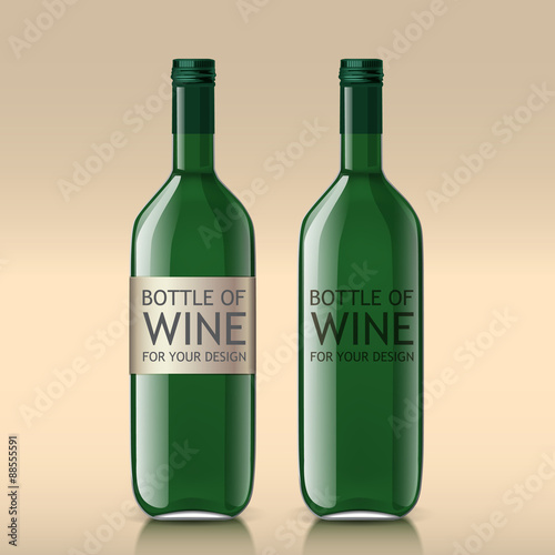 realistic sample of empty green bottles 