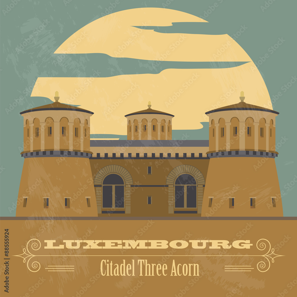 Luxembourg landmarks. Retro styled image