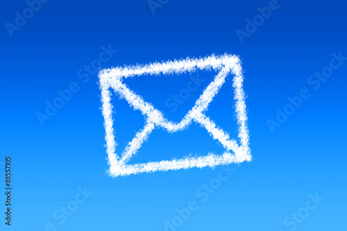 E-mail icon cloud shape on blue sky