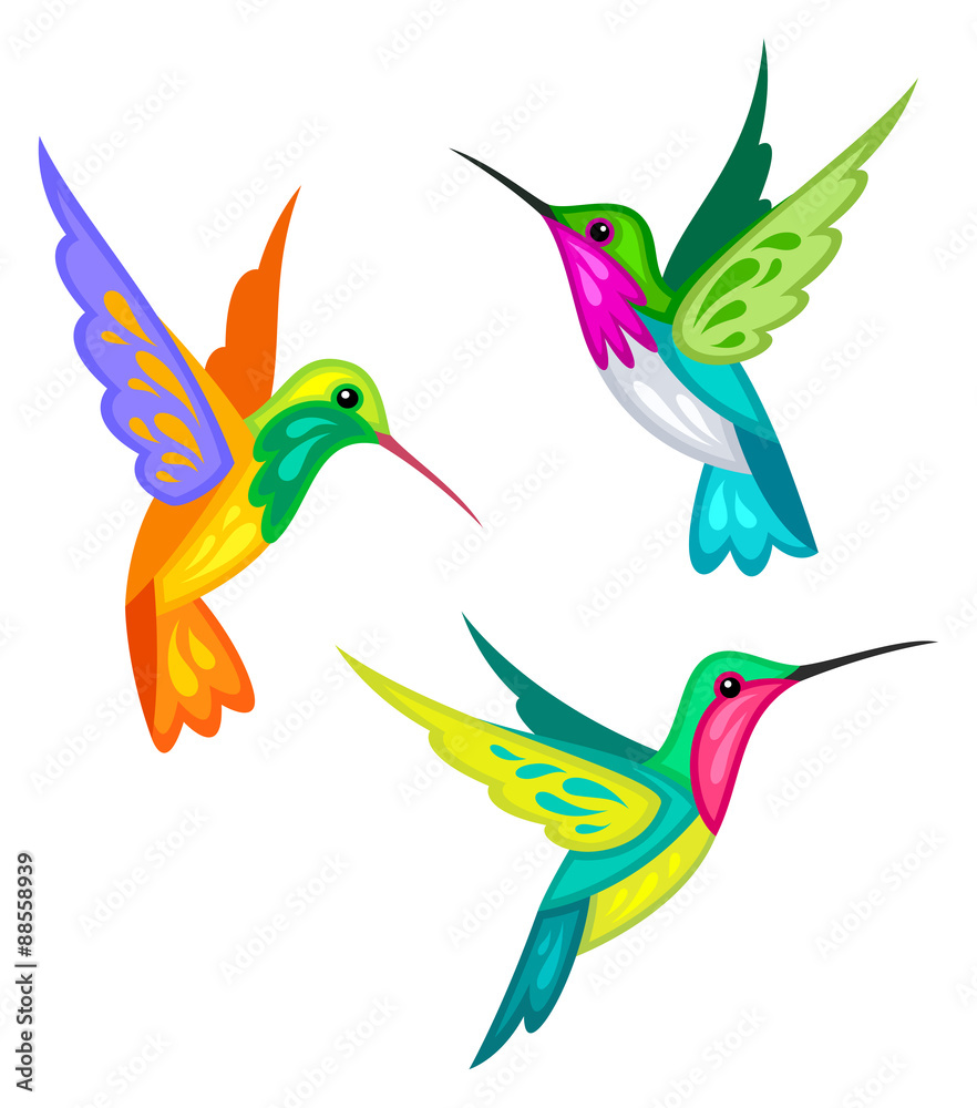 Naklejka premium Stylized Hummingbirds